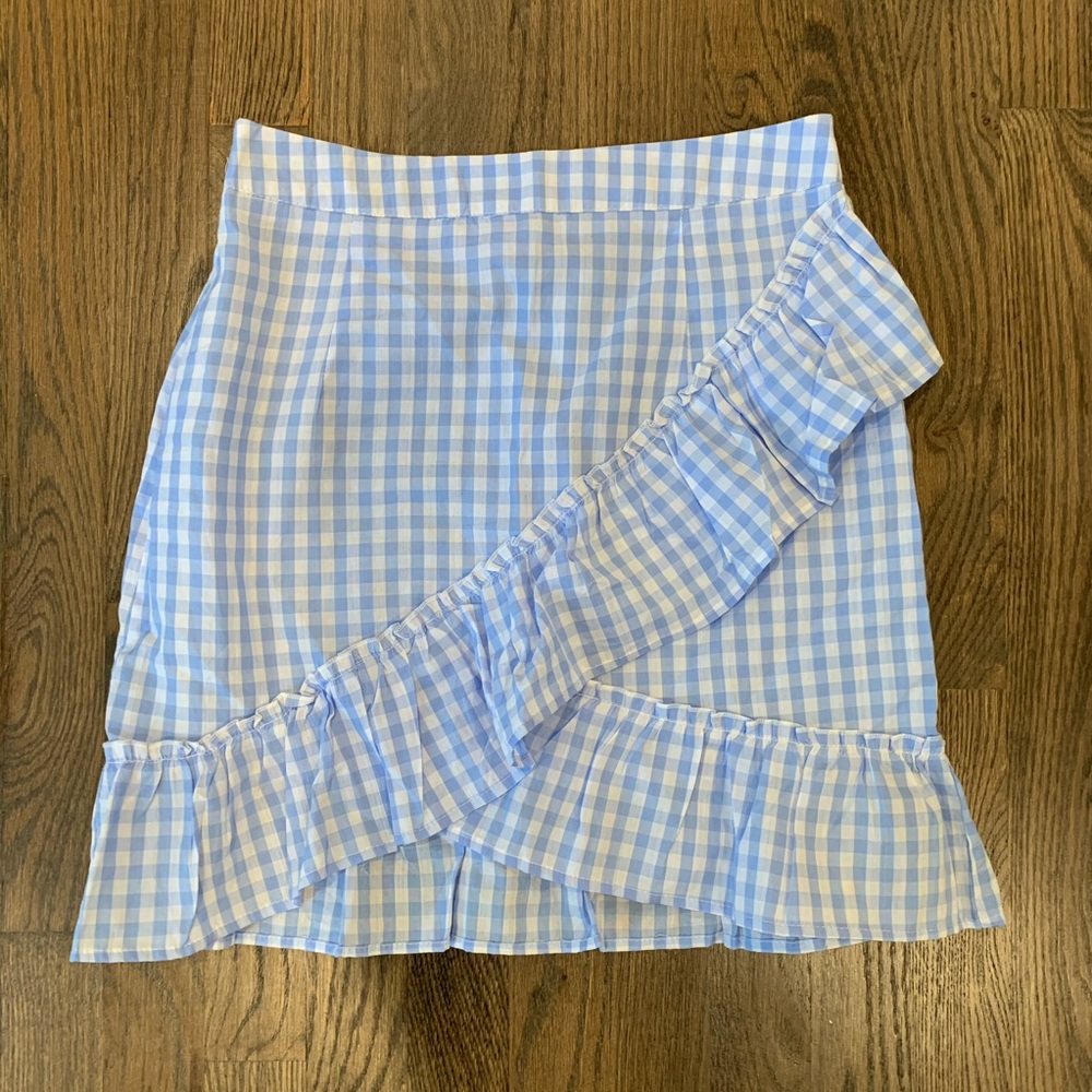 NWOT Missguided Blue Plaid Frill Detail Skirt - Picture 4 of 4